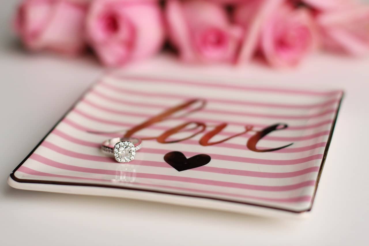Engagement ring and love plate